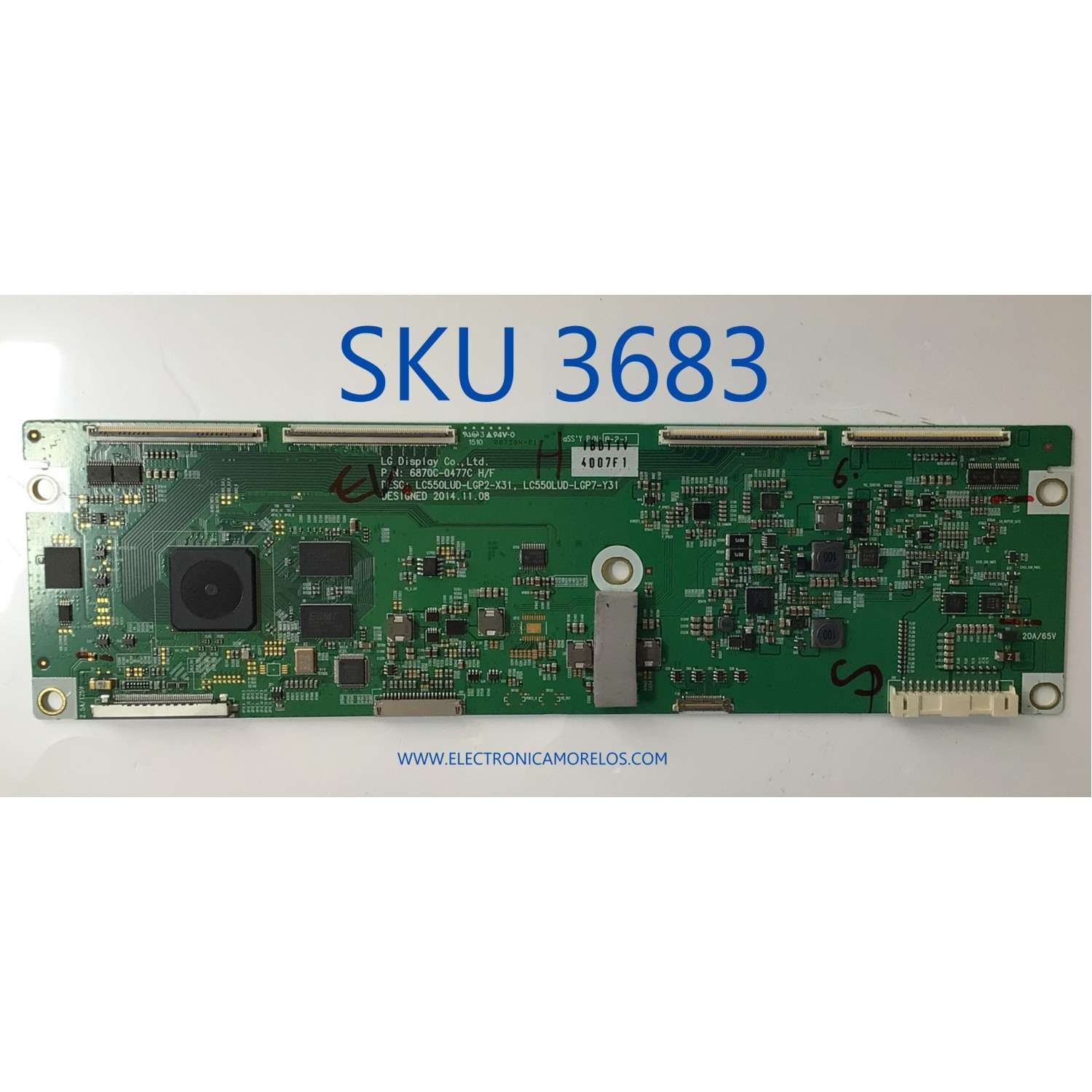 T-CON PARA TV LG / NUMERO DE PARTE  6871L-4007F / 6870C-0477C / LC550LUD-LGP2-X31 / LC550LUD-LGP7-Y31 / 00750N-01 / PANEL LC550LUD(LG)(PB) / MODELO 55EC9300 / 55EC9300-UA / 55EC9300-UA.AUSVLJR